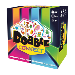 Caja Dobble Connect party game de asmodee ideal de regalos para niños, uno de los mejores juegos de mesa y juego en familia.