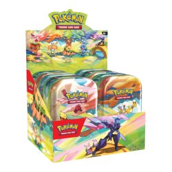 Display de Mini Tin pokémon Paldea Vibrante por Asmodee, Violeta Escarlata, colecciona tcg Pokémon en tienda juegos de mesa