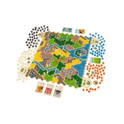 Componentes y tablero del juego de mesa Kingdom Builder, juego familiar, juego de estrategia, ideal para regalo