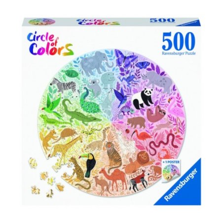 Puzzle Circle of colors de Animales con 500 piezas de Ravensburger un rompecabezas o puzzle para adultos