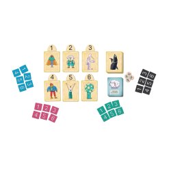 Componentes juego de mesa Kiénpaké, fichas cartas, juego de mesa colaborativo, ideal para jugar en familia